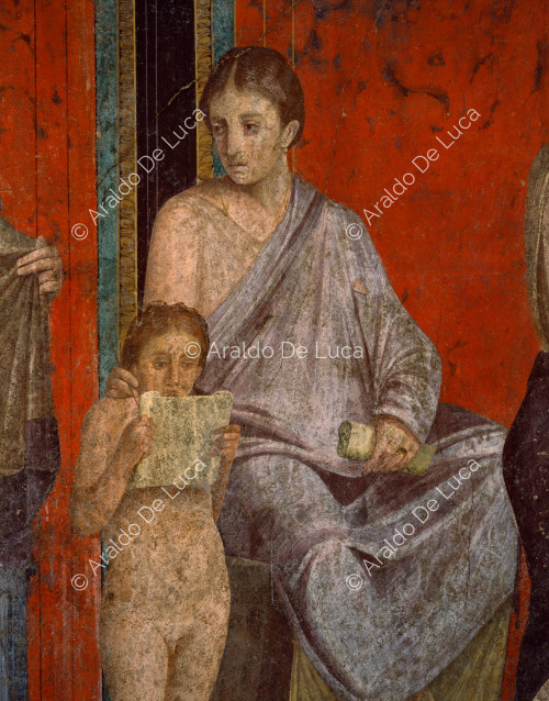 Villa der Mysterien. Szene I, Verlesung des Rituals durch das Kind Dionysos. Ausschnitt