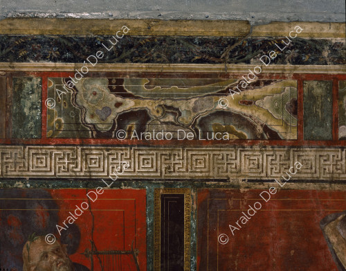 Villa of the Mysteries. Detail of the depiction of the frieze and frame