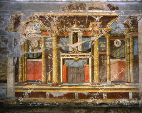 Villa de Oplonti. Triclinio. Fresco de la pared central