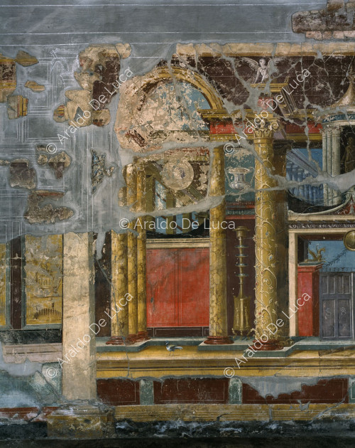 Villa de Oplonti. Triclinio. Fresco de la pared central. Detalle