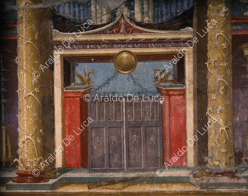 Villa of Oplonti. Triclinium. Central wall fresco. Detail