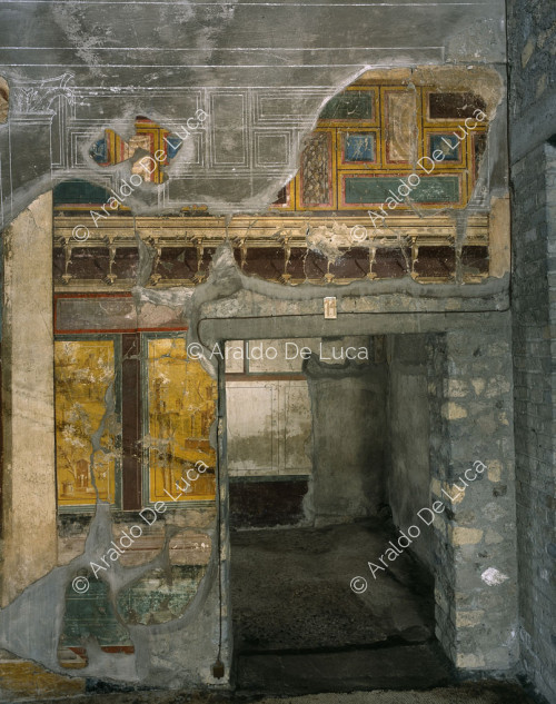 Villa d'Oplonti. Triclinium. Fresque murale centrale. Détail