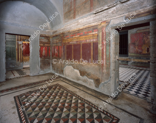Villa der Mysterien. Biclino mit Fresken im Stil II