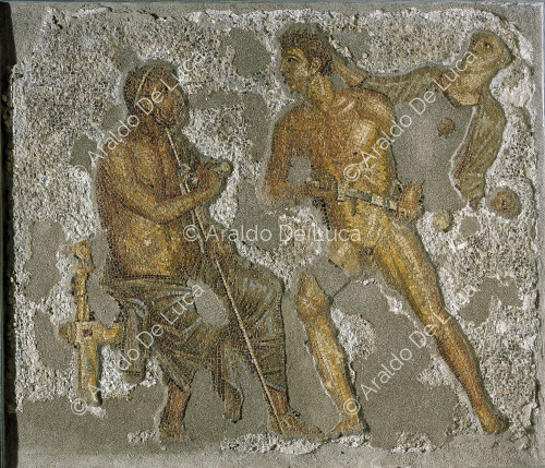 Mosaic of Achilles facing Agamemnon