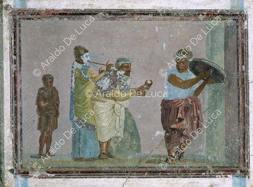 Fresco with travelling musicians