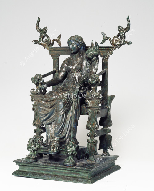 Bronze statuette of Abundance enthroned