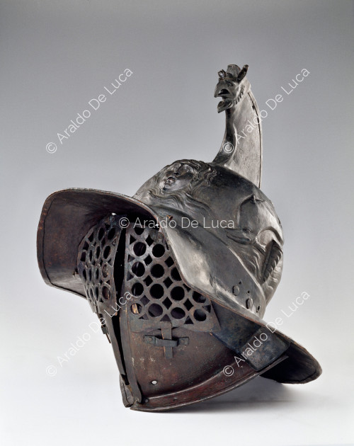 Embossed bronze gladiatorial helmet