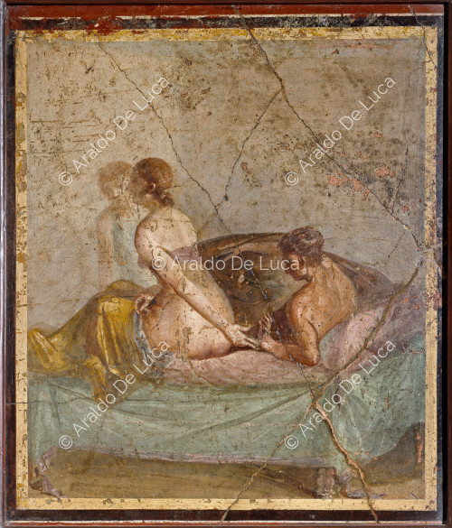 Fresco with erotic scene