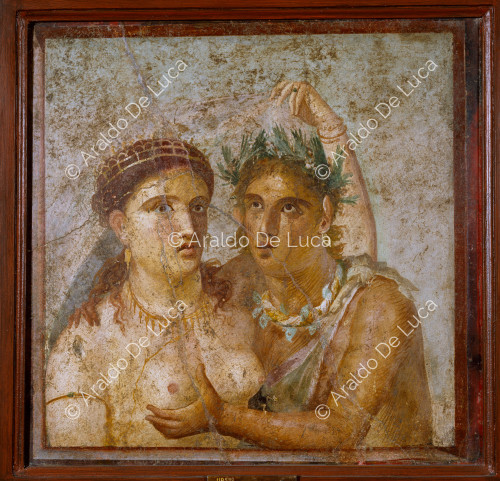 Fresco de Sátiro abrazando a una Ménade (o Ariadna)