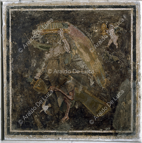 Mosaico con sirena y Cupido