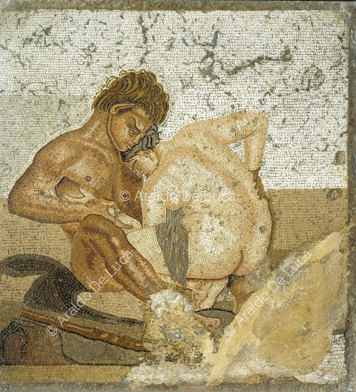 Mosaik mit Satyr und Nymphe
