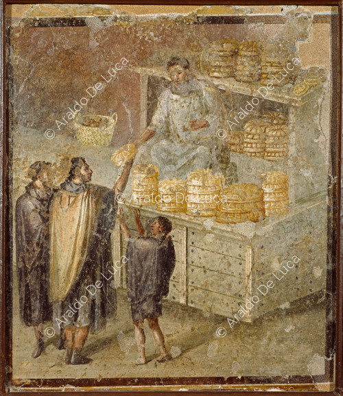 Fresco with loaves of bread