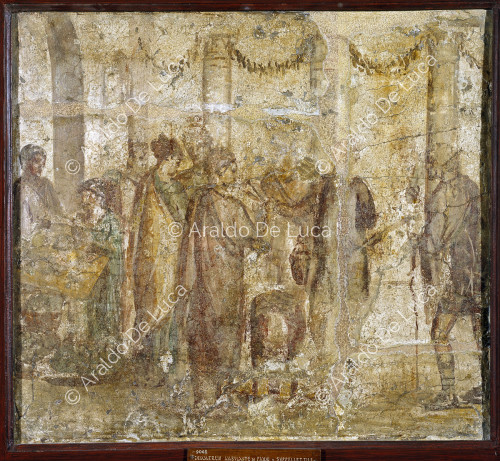 Fresco with sale of food and furnishings