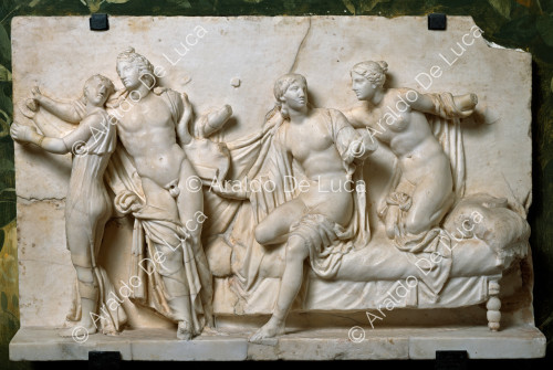 Marble relief with Alcibiades and Ether