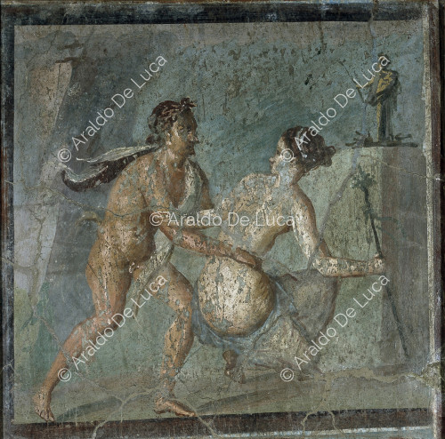 Fresco with Satyr surprising a Maenad