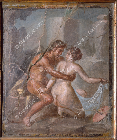 Fresko mit Satyr, der eine Nymphe umarmt