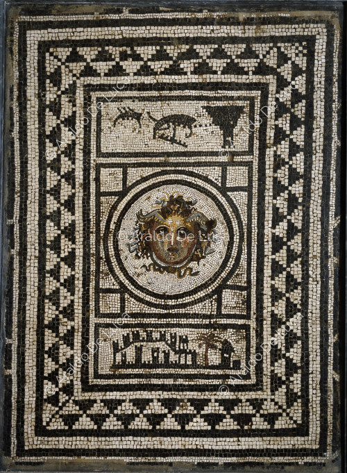 Emblem with head of Medusa. Mosaic