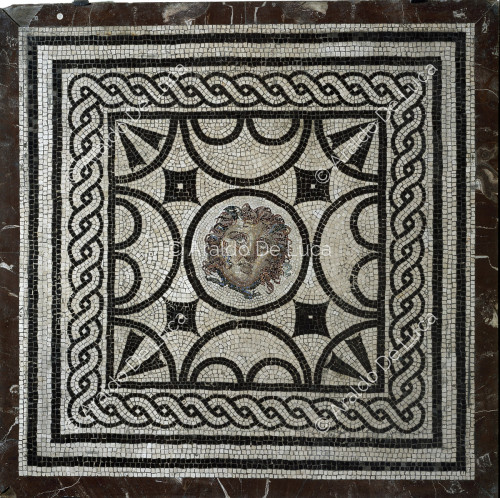 Emblem with head of Medusa. Mosaic