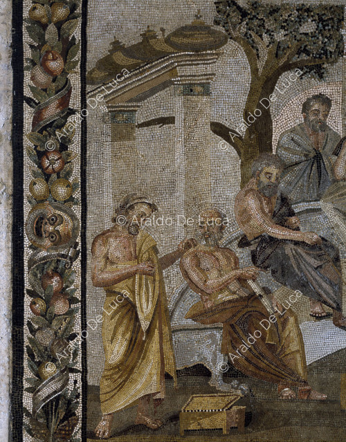 Mosaico con la Academia de Platón. Detalle