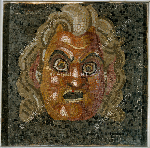 Emblema con máscara de teatro. Mosaico