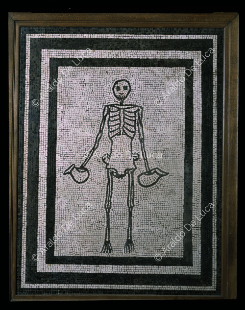 Skeleton mosaic with jars