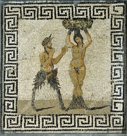 Mosaik mit Pan und der Nymphe