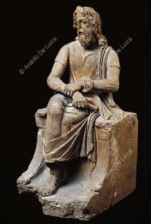 Clay statuette of the philosopher Antisthenes