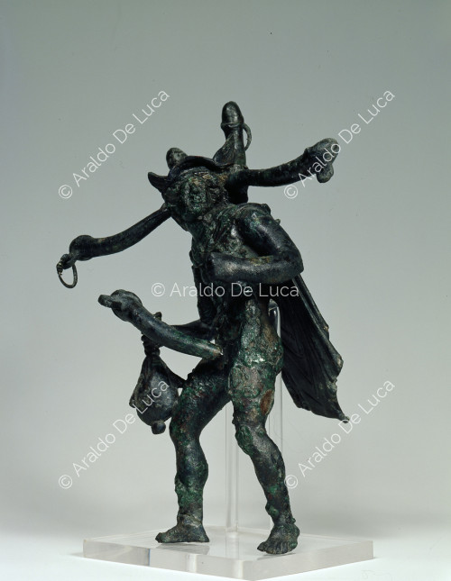 Statuetta in bronzo di Mercurio itifallico