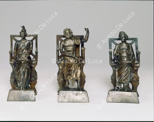 Statue in bronzo di Giove Minerva e Giunone