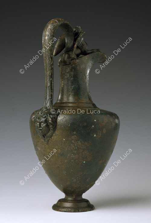 Bronze Pitcher with Sphinx and Satyr