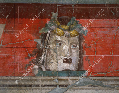 Villa of Oplonti. Cubicle. Fresco. Detail with mask