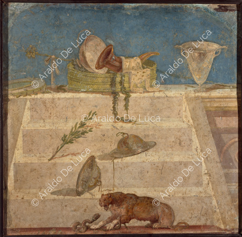 Haus von Julia Felix. Fresko mit Panther und Schlange