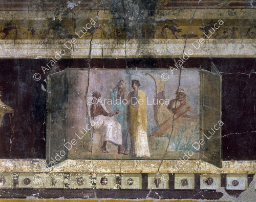 Fresko mit Alcestis und Charon