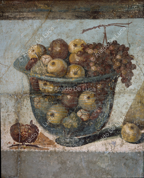 Frieze with still life. Detail with fruit bowl