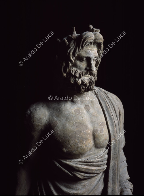Statua in marmo di Giove. Paticolare del busto