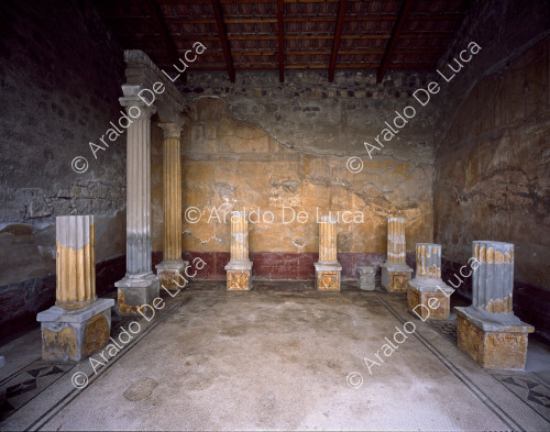 Casa di Meleagro. Oecus in IV stile  con colonne