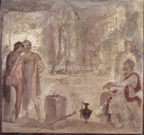 Fresque avec Iphigénie, Oreste et Pylade