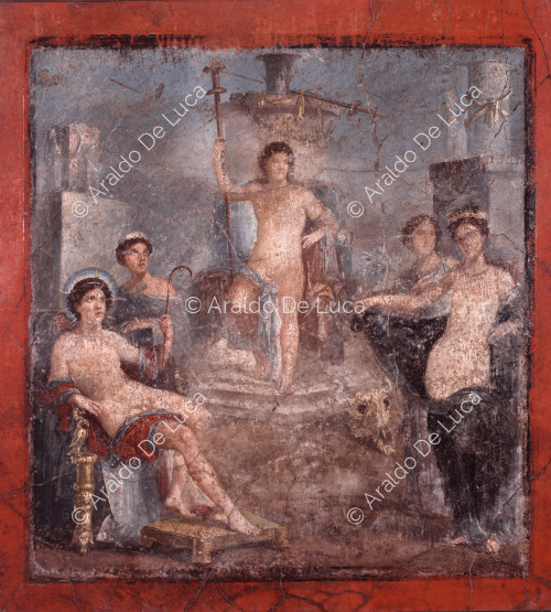 Affresco con Dioniso tra Apollo e Venere