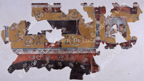 House of the Golden Bracelet. Fragments of fresco with couple and handmaiden
