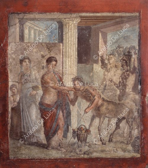 Fresco con centauro en las bodas de Pirro e Hipodamia