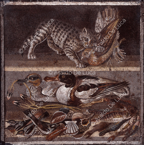 Mosaik mit Katze und Enten