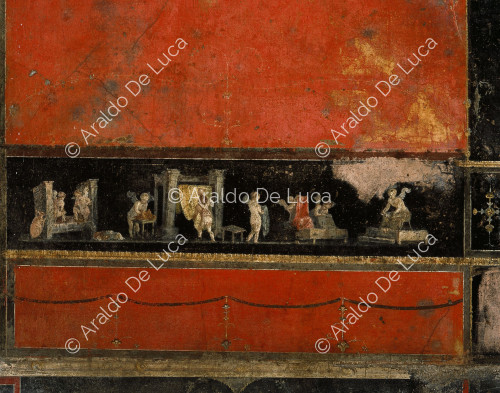 House of the Vettii. Triclinium frieze. Fresco with cupids fullons