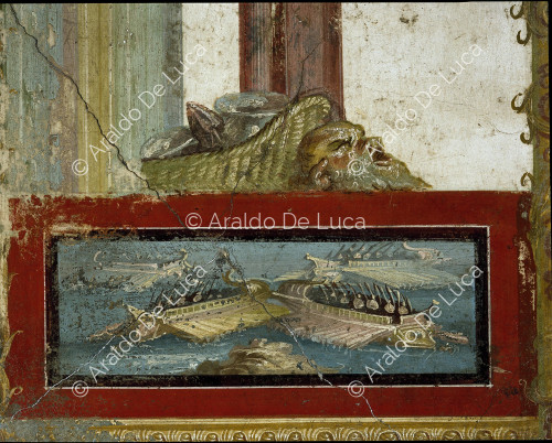 House of the Vettii. Triclinium in IV style. Fresco with theatre mask