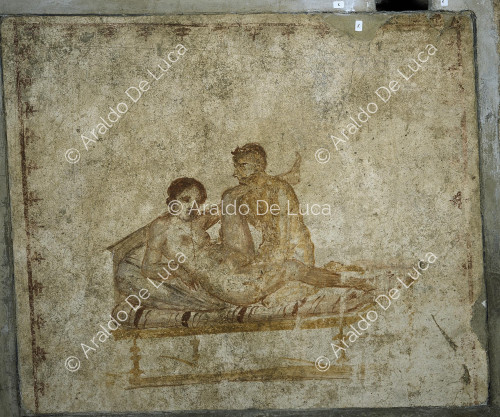 House of the Vettii. Cubicle. Fresco. Detail with erotic scene
