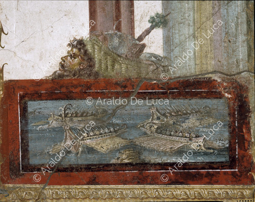 House of the Vettii. Triclinium in IV style. Fresco with theatre mask