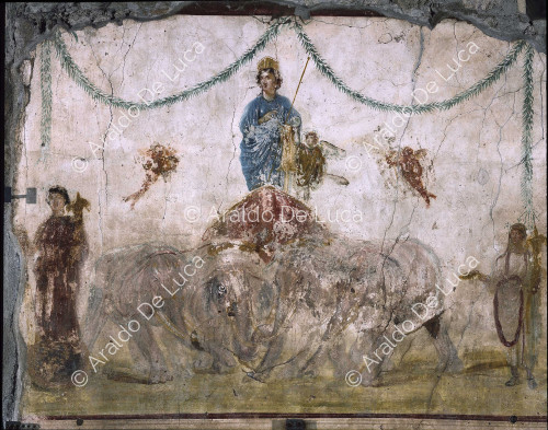 Via dell'Abbondanza. Werkstatt des Verecundus. Fresko mit Venus. Ausschnitt