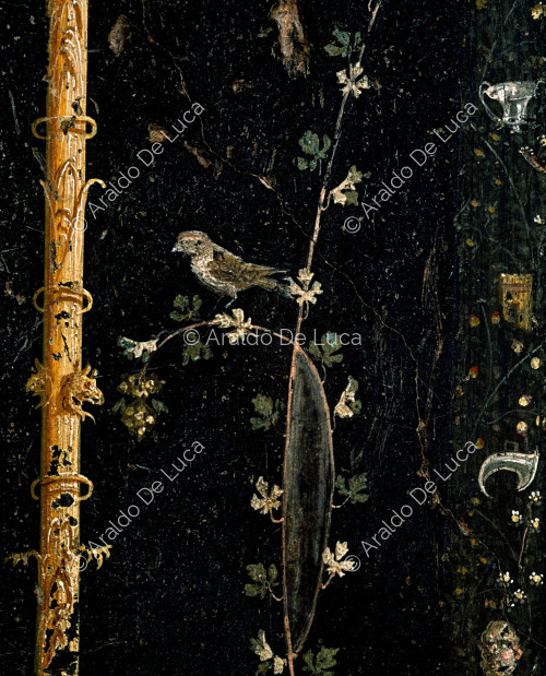 House of the Vettii. Triclinium frieze. Fresco. Detail with bird