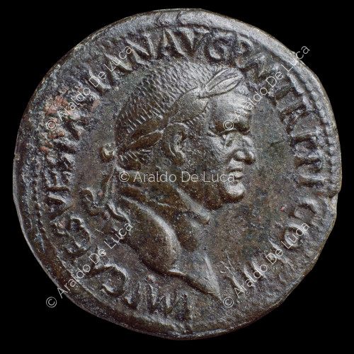 Kopf des Vespasian mit Lorbeer