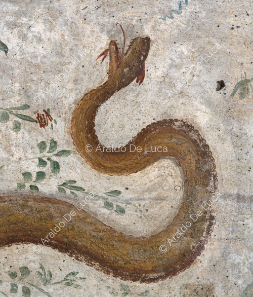 Fresco with snake. Detail