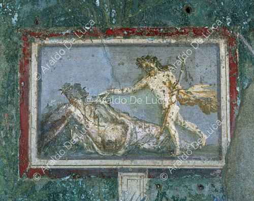 House of the Floral Cubicles or Orchard. Triclinium. Fresco with comic mask